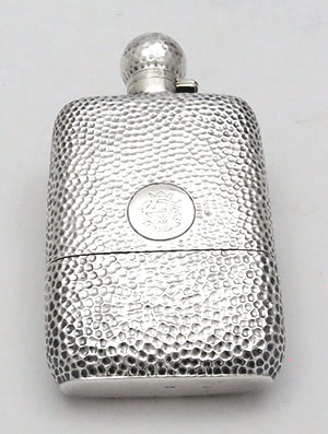 antique sterling hammered English silver flask by Deakin & Francis Birmingham 1869